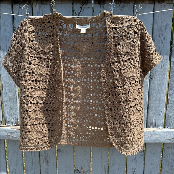 Coldwater Creek Jackets & Blazers - Coldwater Creek Women’s Open Front Crochet/Knit Cardigan Size 8